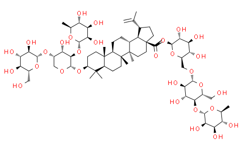 3-O-β-D-葡萄糖( 1→3)- a -L-鼠李糖(1→2)- a-L-阿拉伯糖 齐墩果酸– 28-O-鼠李糖(1→4)葡萄糖(1→6)葡萄糖苷