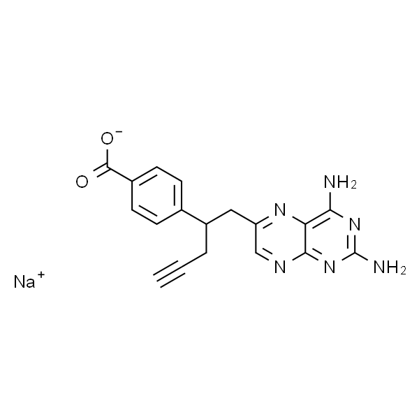 Benzoic acid, 4-[1-[(2,4-diamino-6-pteridinyl)methyl]-3-butyn-1-yl]-, sodium salt