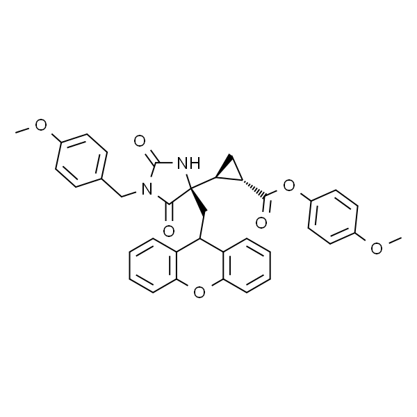 4-Methoxyphenyl (1S,2S)-2-((R)-4-((9H-xanthen-9-yl)methyl)-1-(4-methoxybenzyl)-2,5-dioxoimidazolidin-4-yl)cyclopropane-1-carboxylate